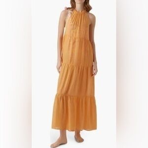 VERO MODA Beach Cover Up Halter Maxi Dress Orange Medium